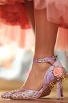 Buy_Papa Don't Preach Accessories_Purple Pearls, Chains, Fabric Flowers Embellished Lilac Stilettos _at_Aza_Fashions