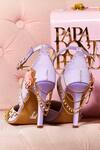 Papa Don't Preach Accessories_Purple Pearls, Chains, Fabric Flowers Embellished Lilac Stilettos _Online_at_Aza_Fashions