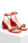 Shop_Papa Don't Preach Accessories_Red Crystal Stone Embellished Block Heels _at_Aza_Fashions