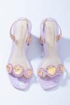 Buy_Papa Don't Preach Accessories_Purple Glass Cut Bead Le Macaron Embellished Block Heels _at_Aza_Fashions