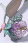 Papa Don't Preach Accessories_Purple Glass Cut Bead Zazu Leaf Embellished Stilettos_at_Aza_Fashions