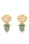 Buy_Hrisha Jewels_Green Moissanite Kundan Polki Italian Crystal Embellished Choker Necklace Set_Online_at_Aza_Fashions