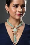 Shop_Hrisha Jewels_Green Moissanite Kundan Polki Italian Crystal Embellished Choker Necklace Set_Online_at_Aza_Fashions