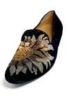 Buy_Rohit Bal_Black Floral Sequin Embroidered Shoes _Online_at_Aza_Fashions