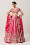 Buy_Anushree Reddy_Pink Organza Embroidery Zardozi V Maha Gulbahar Bridal Lehenga Set  _at_Aza_Fashions