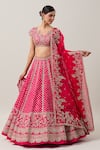 Buy_Anushree Reddy_Pink Organza Embroidery Zardozi V Maha Gulbahar Bridal Lehenga Set  _Online_at_Aza_Fashions