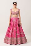 Anushree Reddy_Pink Raw Silk Embroidery Zardozi Nyomaa Gullista Bridal Lehenga Set  _Online_at_Aza_Fashions