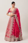 Buy_Anushree Reddy_Red Raw Silk Embroidery Zardozi Nyomaa Bahar Bridal Lehenga Set _at_Aza_Fashions