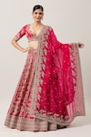 Buy_Anushree Reddy_Red Raw Silk Embroidery Zardozi Nyomaa Bahar Bridal Lehenga Set _Online_at_Aza_Fashions