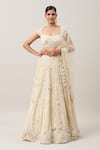 Buy_Anushree Reddy_Ivory Organza Embroidery Pearl Baarish Meadow Bridal Lehenga Set  _at_Aza_Fashions