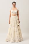 Buy_Anushree Reddy_Ivory Organza Embroidery Pearl Baarish Meadow Bridal Lehenga Set  _Online_at_Aza_Fashions