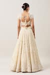 Shop_Anushree Reddy_Ivory Organza Embroidery Pearl Baarish Meadow Bridal Lehenga Set  _at_Aza_Fashions