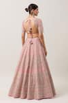 Shop_Anushree Reddy_Pink Organza Embroidery Zardozi V Neck Mahal Bridal Lehenga Set  _at_Aza_Fashions