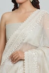 Shop_Anushree Reddy_Ivory Organza Saahira Gul Saree With Unstitched Blouse Fabric  _Online_at_Aza_Fashions