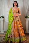 Buy_SHASHANK ARYA_Yellow Organza Embroidered Floral Leaf Resham Lehenga Blouse Set _at_Aza_Fashions