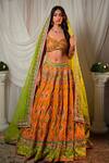 Shop_SHASHANK ARYA_Yellow Organza Embroidered Floral Leaf Resham Lehenga Blouse Set _Online_at_Aza_Fashions