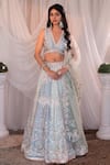 SHASHANK ARYA_Blue Dupion Embroidered Bead Scallop Sequin Lehenga Set _Online_at_Aza_Fashions