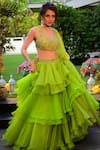 Shop_SHASHANK ARYA_Green Organza Embroidered Sequin Round Zari Blouse Lehenga Set _Online_at_Aza_Fashions