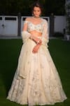 Buy_SHASHANK ARYA_Ivory Organza Embroidered Mirror Sweetheart Floral Lehenga Blouse Set _at_Aza_Fashions