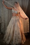 Buy_SHASHANK ARYA_Ivory Organza Embroidered Mirror Sweetheart Floral Lehenga Blouse Set _Online_at_Aza_Fashions