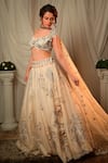 SHASHANK ARYA_Ivory Organza Embroidered Mirror Sweetheart Floral Lehenga Blouse Set _at_Aza_Fashions