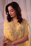 Buy_SHASHANK ARYA_Yellow Georgette Embellished Mukaish Round Embroidered Kaftan Dhoti Set _Online_at_Aza_Fashions