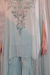 SHASHANK ARYA_Blue Georgette Embellished Mukaish Round Embroidered Kaftan Sharara Set _at_Aza_Fashions