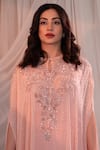 Shop_SHASHANK ARYA_Pink Georgette Embellished Mukaish Round Embroidered Asymmetric Kaftan Dhoti Set _Online_at_Aza_Fashions