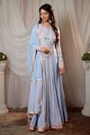 Buy_SHASHANK ARYA_Blue Chanderi Embroidered Zardosi Round Zari Anarkali With Dupatta _at_Aza_Fashions