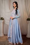 SHASHANK ARYA_Blue Chanderi Embroidered Zardosi Round Zari Anarkali With Dupatta _at_Aza_Fashions