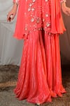 Shop_SHASHANK ARYA_Coral Georgette Embroidered Sequin V Neck Kurta Set _Online_at_Aza_Fashions