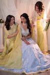 Buy_SHASHANK ARYA_Yellow Georgette Embroidered Floral Blouse V Neck Sharara Set 