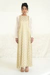 Buy_Rishi and Vibhuti_Ivory Brocade Woven Floral Round Adriel Anarkali _at_Aza_Fashions