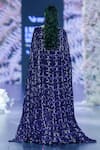 Shop_Nirmooha_Purple Crepe Embroidery Cutdana Open Geometric Pattern Cape _at_Aza_Fashions