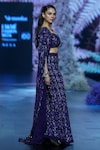 Nirmooha_Purple Crepe Embroidery Cutdana Open Geometric Pattern Cape _Online_at_Aza_Fashions