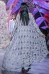 Shop_Nirmooha_Grey Chantilly Lace Hand Embroidery Sequins Open Neck Cape _at_Aza_Fashions