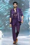 Nirmooha_Purple Crepe Hand Embroidery Sequins Jacket _Online_at_Aza_Fashions