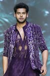 Buy_Nirmooha_Purple Crepe Hand Embroidery Sequins Jacket _Online_at_Aza_Fashions