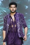 Buy_Nirmooha_Purple Lace Hand Embroidery Shirt _at_Aza_Fashions