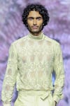 Buy_Nirmooha_Green Lace Hand Embroidery Shirt _Online_at_Aza_Fashions