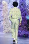 Shop_Nirmooha_Green Linen Plain Tapered Pant With Belt _at_Aza_Fashions