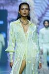 Nirmooha_Green Chantilly Embellished Sweetheart Full Sleeves Bodysuit _Online_at_Aza_Fashions
