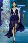 Buy_Nirmooha_Purple Georgette Embellished Lace V Neck Chantilly Corset Gown _at_Aza_Fashions