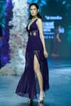 Buy_Nirmooha_Purple Georgette Embellished Lace V Neck Chantilly Corset Gown _Online_at_Aza_Fashions