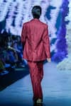 Shop_Nirmooha_Maroon Chantilly Embellished Lapel Collar Neck Blazer Jacket_at_Aza_Fashions