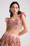 Buy_Chandrima_Pink Chanderi Lining 100% Cotton Embroidery Thread Gul Bustier Blouse _at_Aza_Fashions