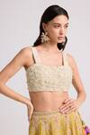 Buy_Chandrima_Ivory Chanderi Lining 100% Cotton Scallop Embellished Bustier Blouse _at_Aza_Fashions