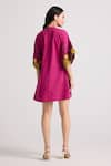 Shop_Chandrima_Pink Kala  Lining 100% Sunflower Garden Short Dress _at_Aza_Fashions