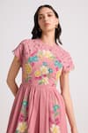 Buy_Chandrima_Pink Kala  Lining 100% Blossom Cutwork Midi Dress _Online_at_Aza_Fashions