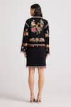 Shop_Chandrima_Black Kala Cotton Embroidered Floral Lapel Collar Chanderi Short Jacket _at_Aza_Fashions